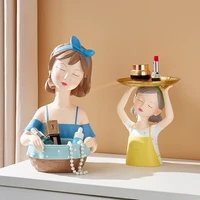 figurines for interior cute girl table decoration storage tray sculpture modern living room desk decorations statue home decor
