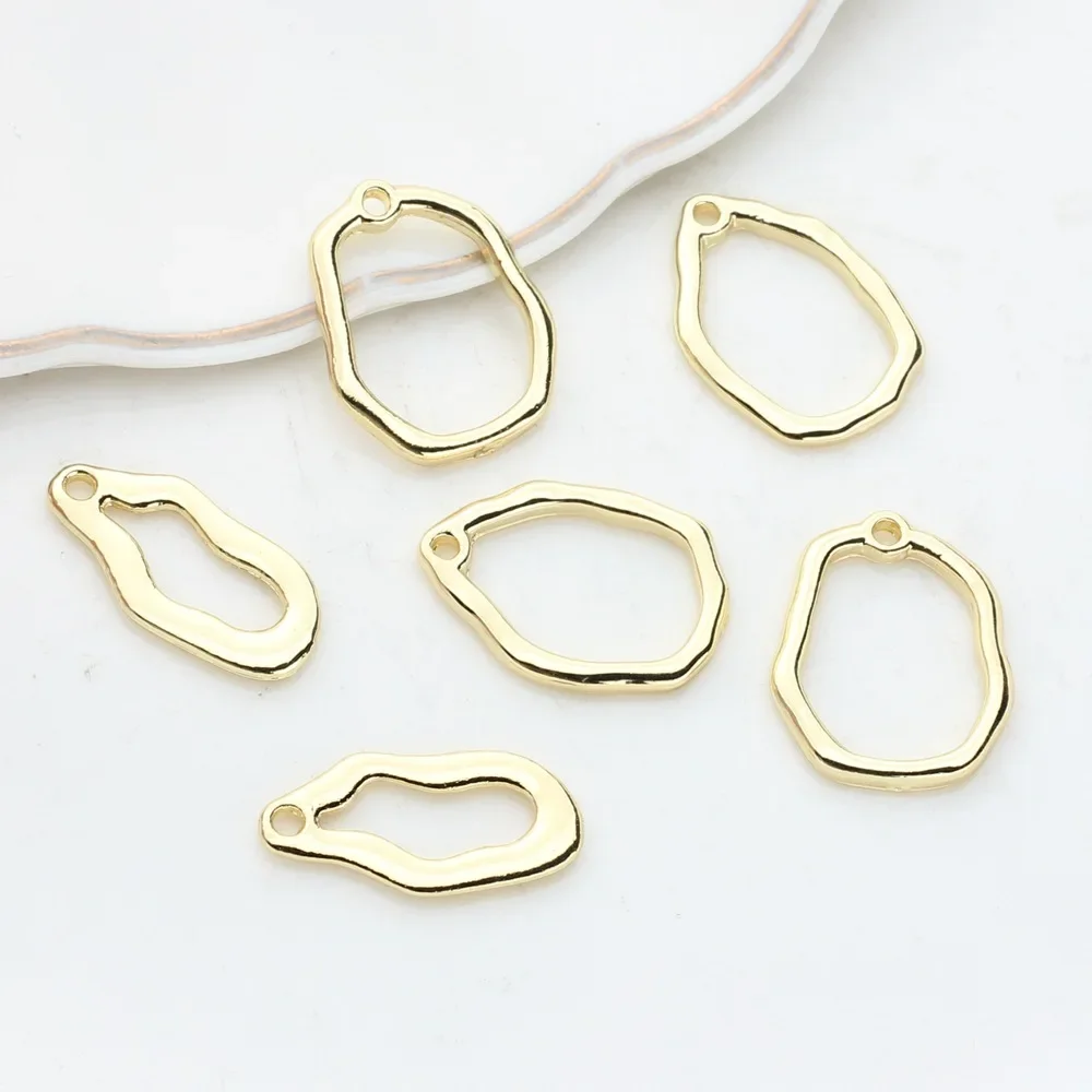

WZNB 10Pcs Irregular Alloy Oval Round Frame Charms Geometry Pendant for Diy Earring Necklace Jewelry Making Handmade Accessories