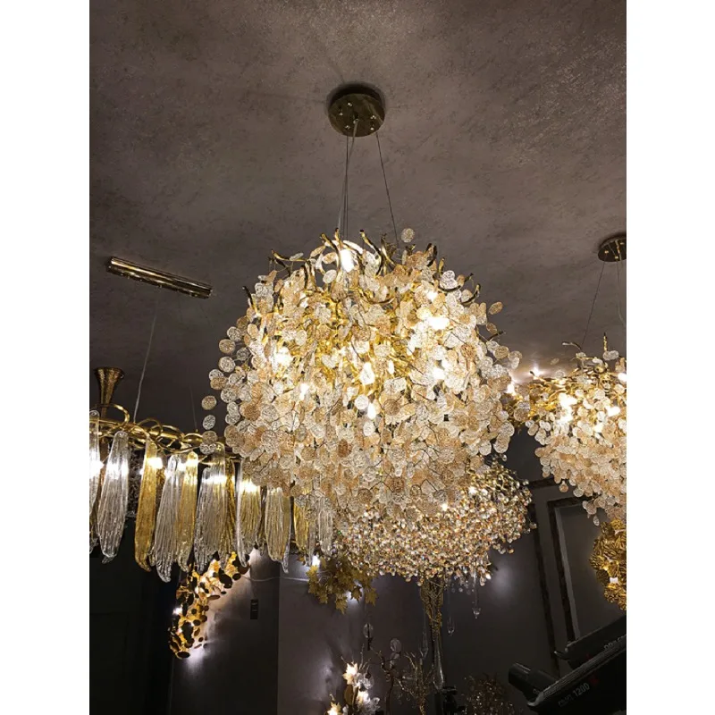 

LED pendant lamp Creative Nordic modern French crystal romantic golden living dining hotel decoration lights hanglamp woonkamer