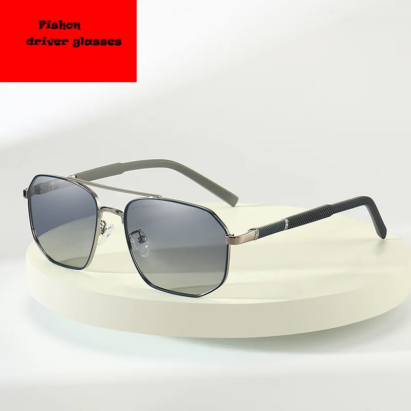 

Fashion Driver Glasses new men's sunglasses metal two-color box polarizer driver driving anti-glare sunglasses