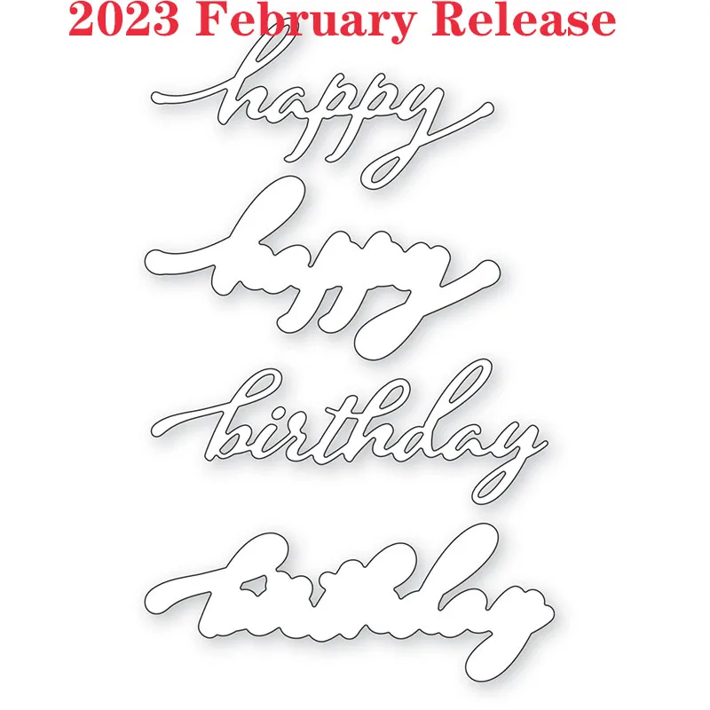 

Happy Birthday February 2023 Release Metal Cutting Dies Craft Embossing Make Paper Greeting Card Making Diy Handmade