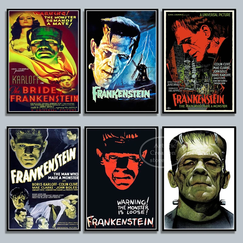 

Винтажный Фильм Франкенштейн универсальные Монстры ужас Искусство Печать на холсте постер для гостиной Декор домашняя Настенная картина