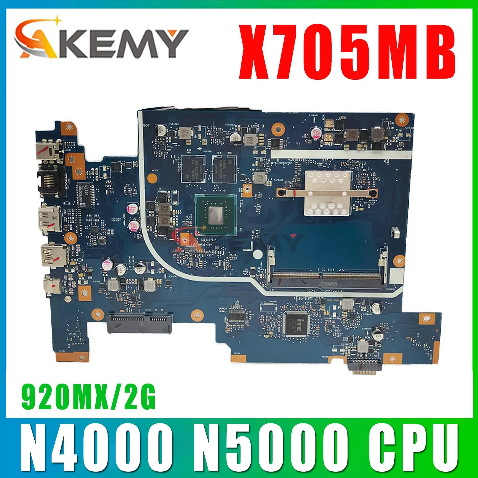 

Mainboard X705MB X705MA F705MA F705MB A705MB A705MA X705M Laptop Motherboard N4000 N5000 CPU 920MX/2G DDR4 MAIN BOARD