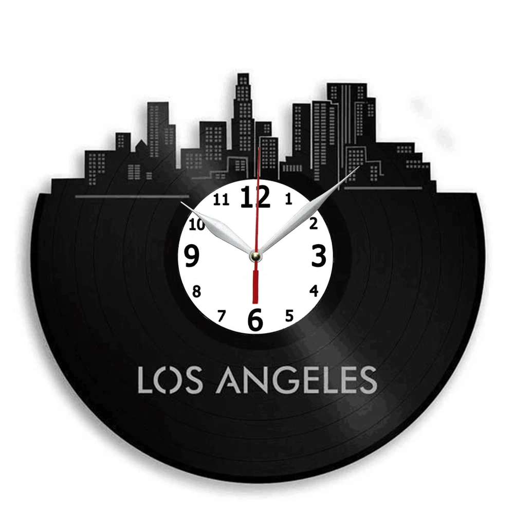 

Виниловые настенные часы Los Angeles Skyline для домашнего декора, настенные часы для гостиной, кухни, 12 дюймов