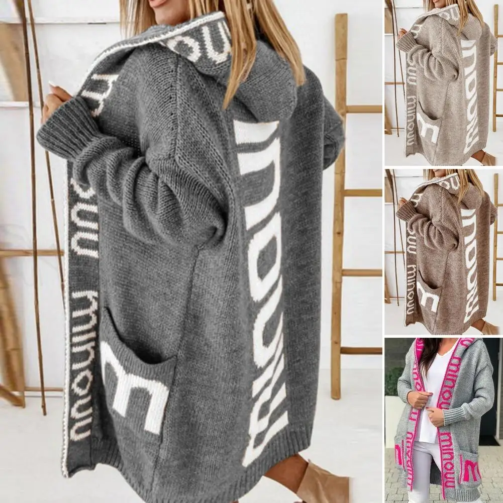 

Chic Sweater Jacket Cold Resistant Sweater Cardigan Thickened Autumn Winter Women Midi Knitted Cardigan Sweater Warm