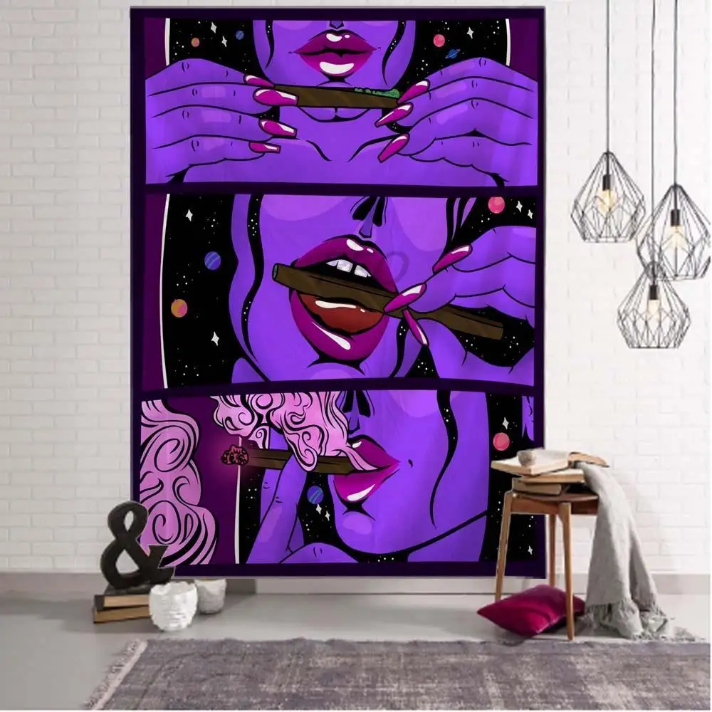 

Большая настенная Гобеленовая картина FFO в стиле хиппи, настенное украшение с психоделическим дымом, классное искусство для девушек, мистик...