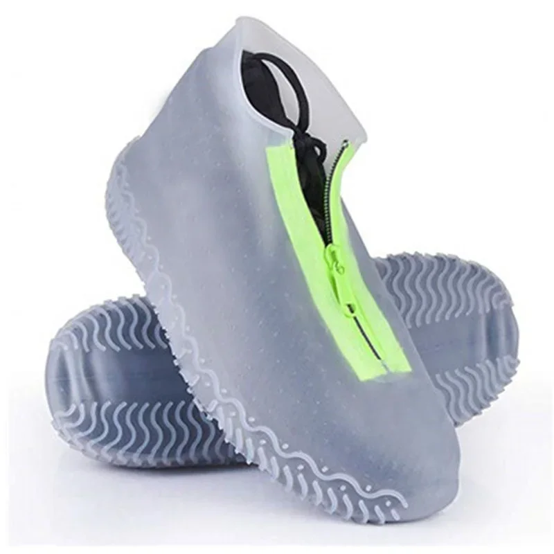 

Women And Men Rubber Shoes Cover Zippers Unisex Reusable Waterproof Shoes Covers White Non-slip silicone Rain Covers Shoes New