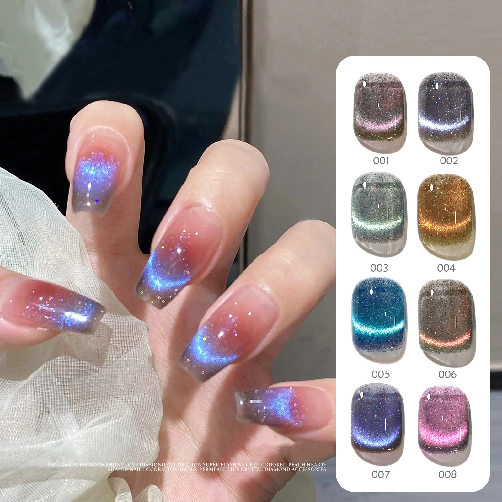 

8ml Cat Eye Magnetic Nail Polish Laser Magnet Blue Crystal UV LED Nail For Art Design Manicure