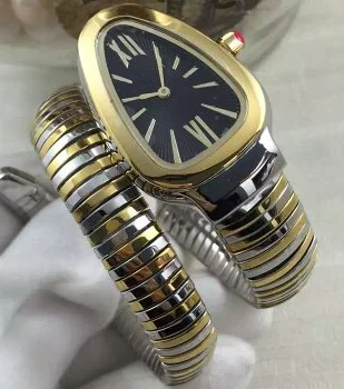 

Ladies Quartz watch Gold Diamonds Snake Black White