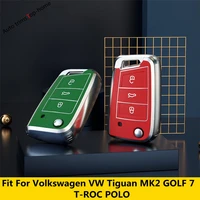 electroplating tpu car key case cover shell protection for volkswagen vw tiguan mk2 golf 7 t roc polo accessories interior kit