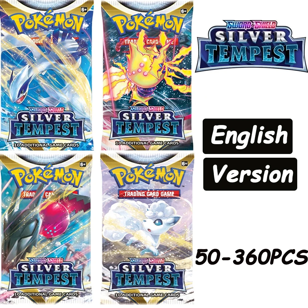 

2023Latest English Version Of Pokemon Sword Shield Silver Tempest Booster 50-360pcs Card Retail For Children Christmas Toys Gift