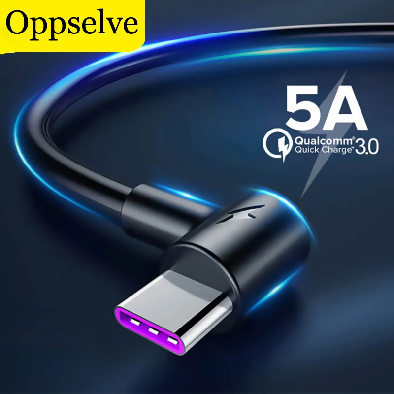 Oppselve 5A светодиодный нейлоновый кабель типа C для Huawei Mate 30 20 P30 Pro Кабель быстрой