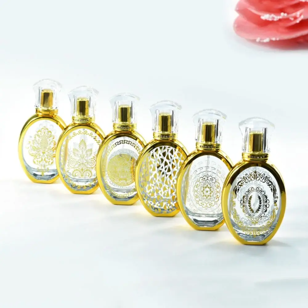 

50ml Spray Bottle Gold Sample Empty Container Portable Travel Oval Glass Perfume Bottle Atomizer Elegant Atomizing Sprayer