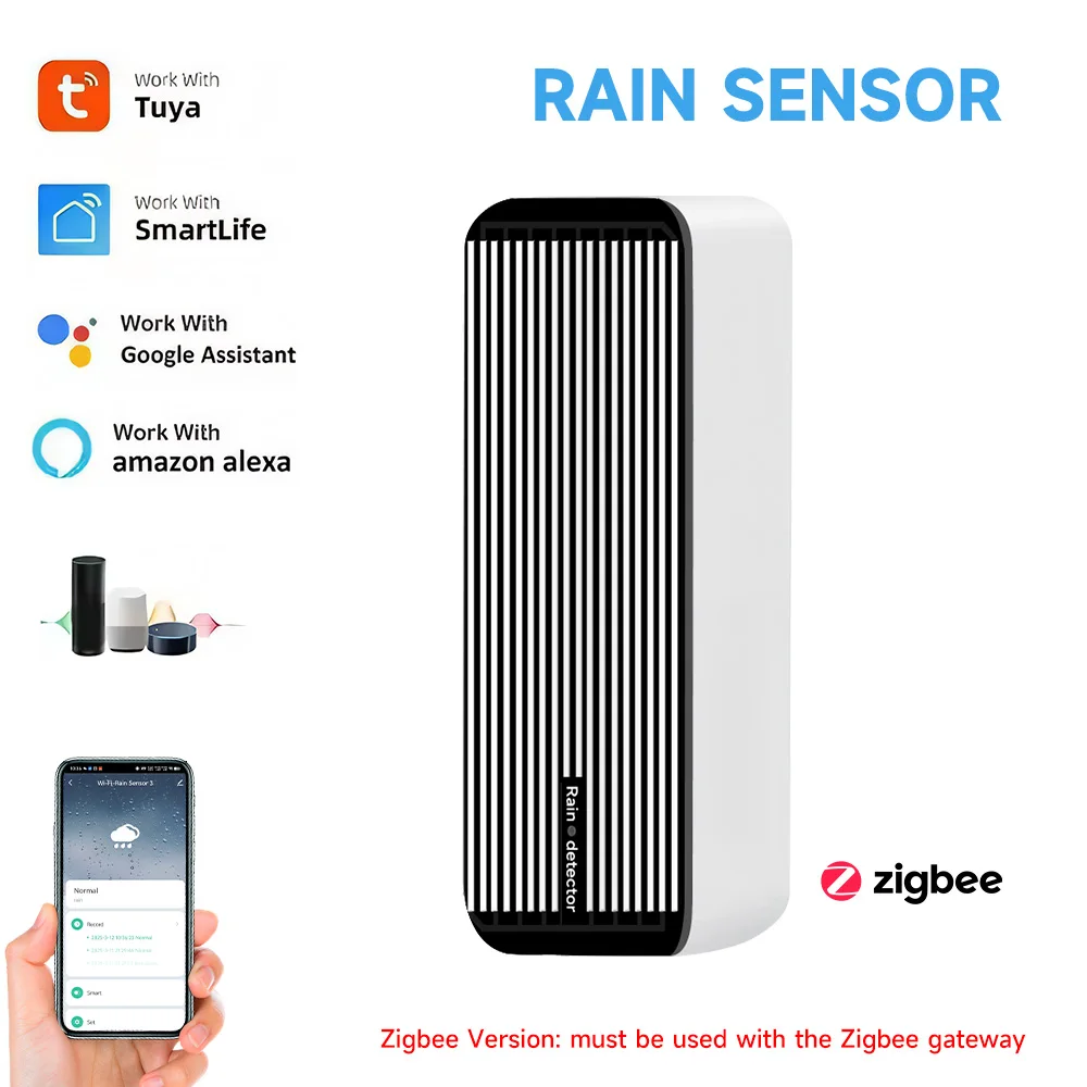 Фото Датчик дождя Tuya ZigBee Датчик обнаружения дождя Tuya Умный дом Уведомления через приложение в реальном времени Домашняя автоматизация Устройства Smart Life №1