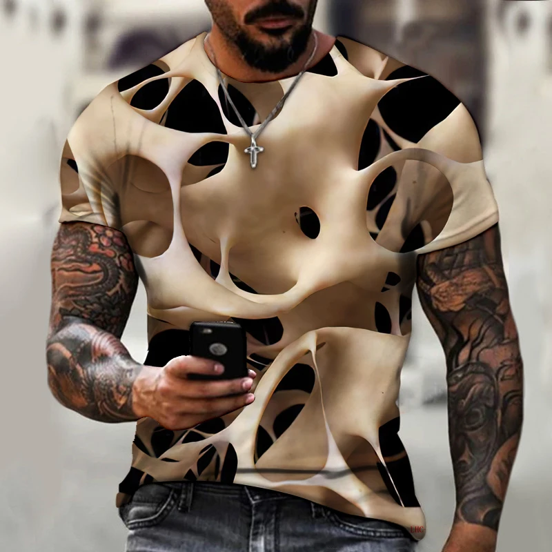 

Мужская футболка с коротким рукавом и трехмерным принтом, размеры до 5XL