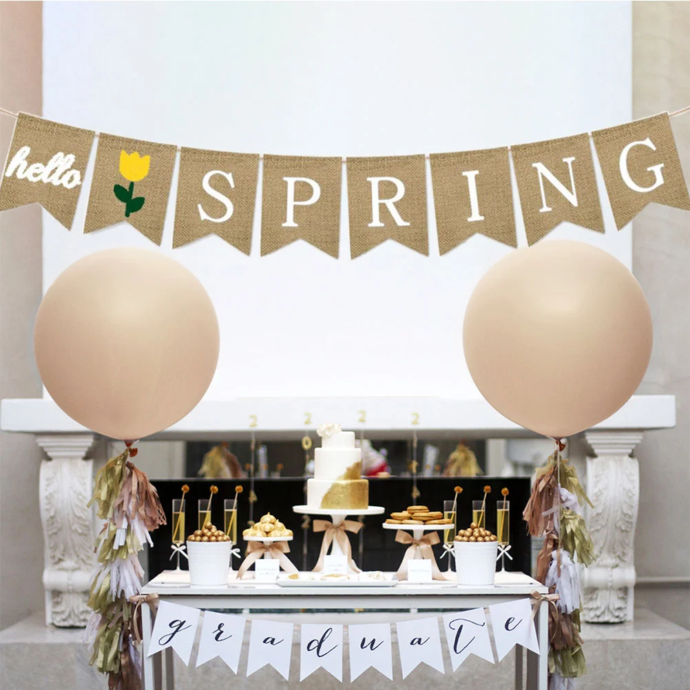 

1pc Party Banner Hanging Decorative Swallow-tailed Burlap Banner for Tree Branches Window Wall