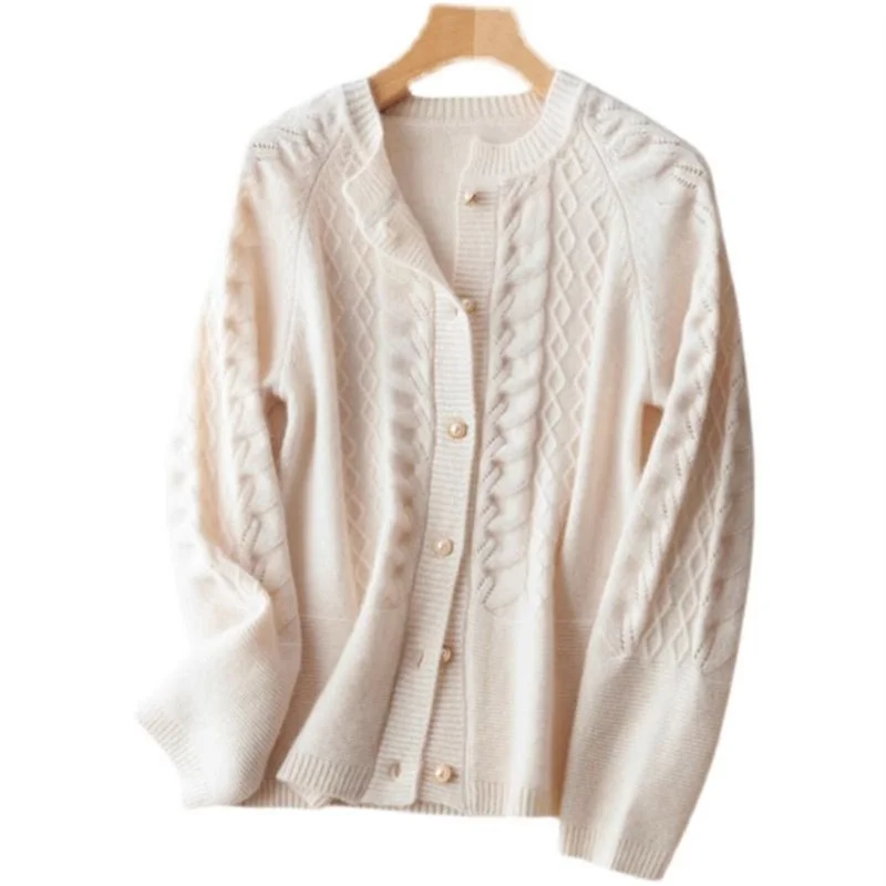Вязаный кардиган с длинными рукавами для ранней осени новинка 2024 свободный
