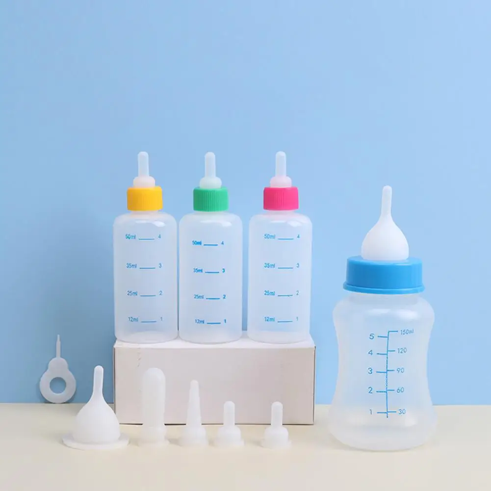 

150ml Silicone Pet Feeding Bottle Pacifier Set With Scale Large Capacity Pet Supplies For Feeding Water Milk