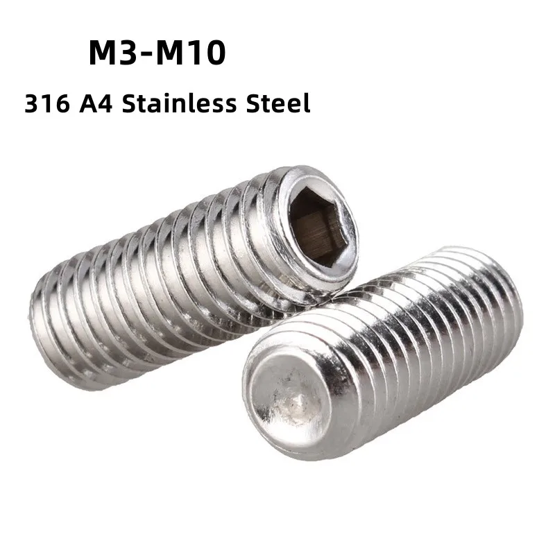 

316 A4 Stainless Steel Concave End Tightening Screw Hex Hexagon Socket Set Screw Headless Tight Top Bolt