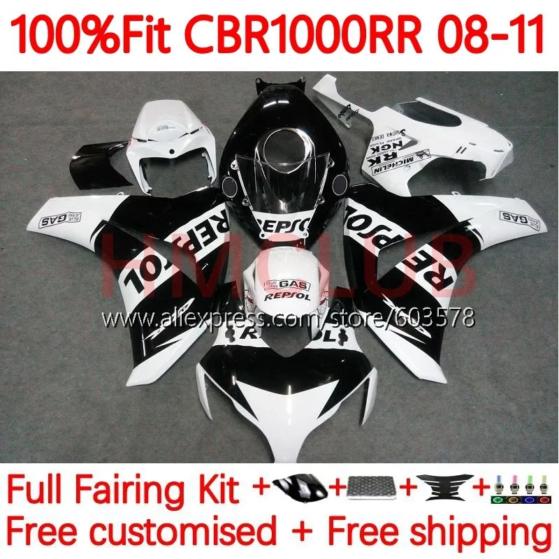 

Инъекция для HONDA CBR1000 CBR 1000 RR CC CBR1000RR 2008 2009 2010 2011 белый blk CBR 1000RR 08 09 10 11 обтекатель OEM 113No.48