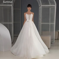 sumnus 2022 vintage strapless organza a line wedding dress white lace appliques sweetheart robe de mariee backless bridal gowns