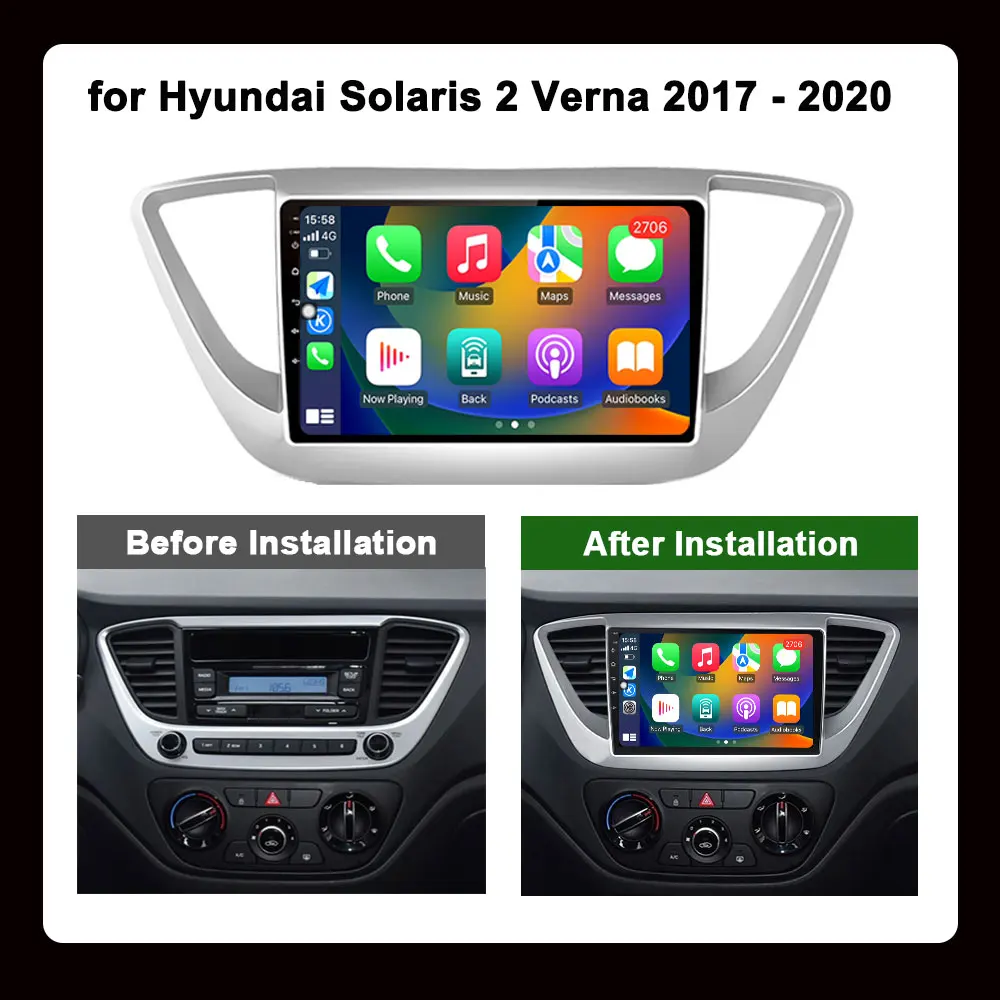 Hyundai Solaris 2 Verna 2017-2020 Автомобильный Мультимедийный Плеер GPS-навигация Android