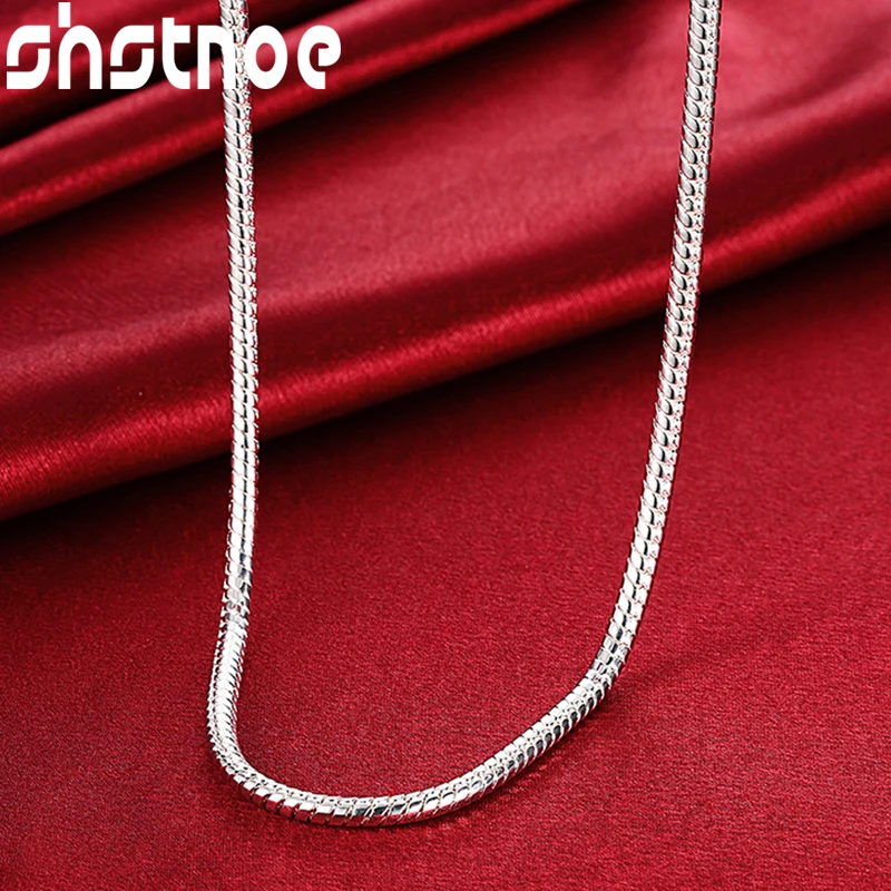 

925 Sterling Silver 3mm Snake Chain Necklace 16-30 Inch For Women Man Jewelry Fashion Wedding Engagement Party Gift
