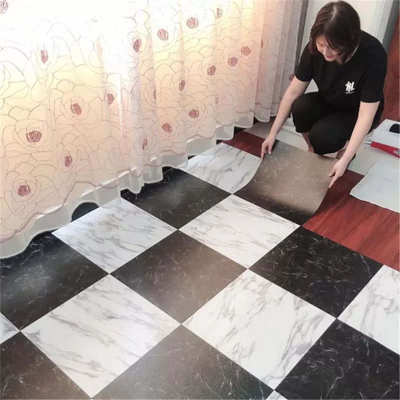

Simulated Marble Tile Floor Sticker PVC Waterproof Self-adhesive for Living room Toilet Kitchen Home Floor Decor Wall stickers