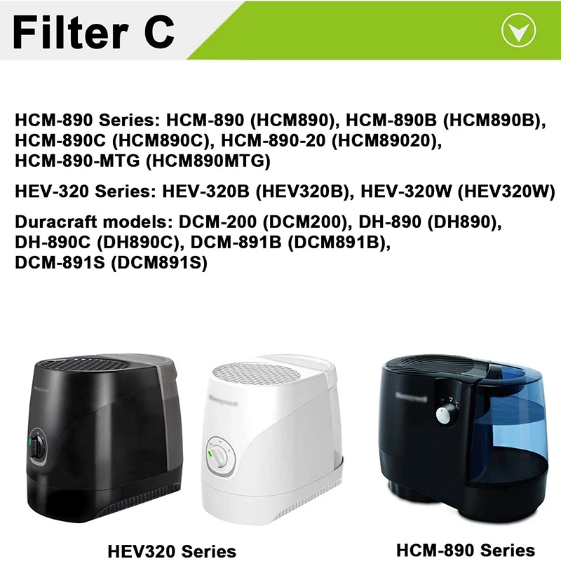 Фото (ABZD) Набор из 5 фильтров-картриджей для увлажнителей воздуха Honeywell HC-888, HC-888N, Filter C, совместимых с Honeywell HCM-890 HEV-320 №5