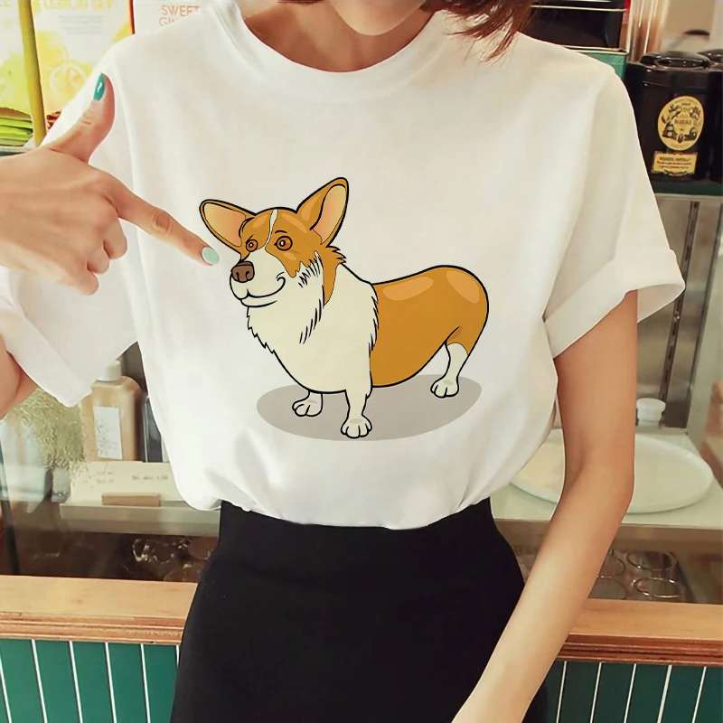 

Corgi Cartoons Style New Clothes Loose Women T Shirts Harajuku Print Summer Tshirt Women Comfortable Soft T-Shirts
