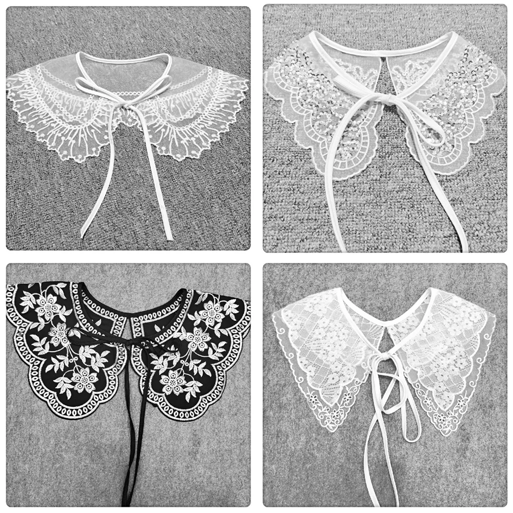 

Bowknot Lace-up False Collars Organza Sweet Shirt Sweater Top Doll Collar for Women Clothing Accessories White Black Neckwear De