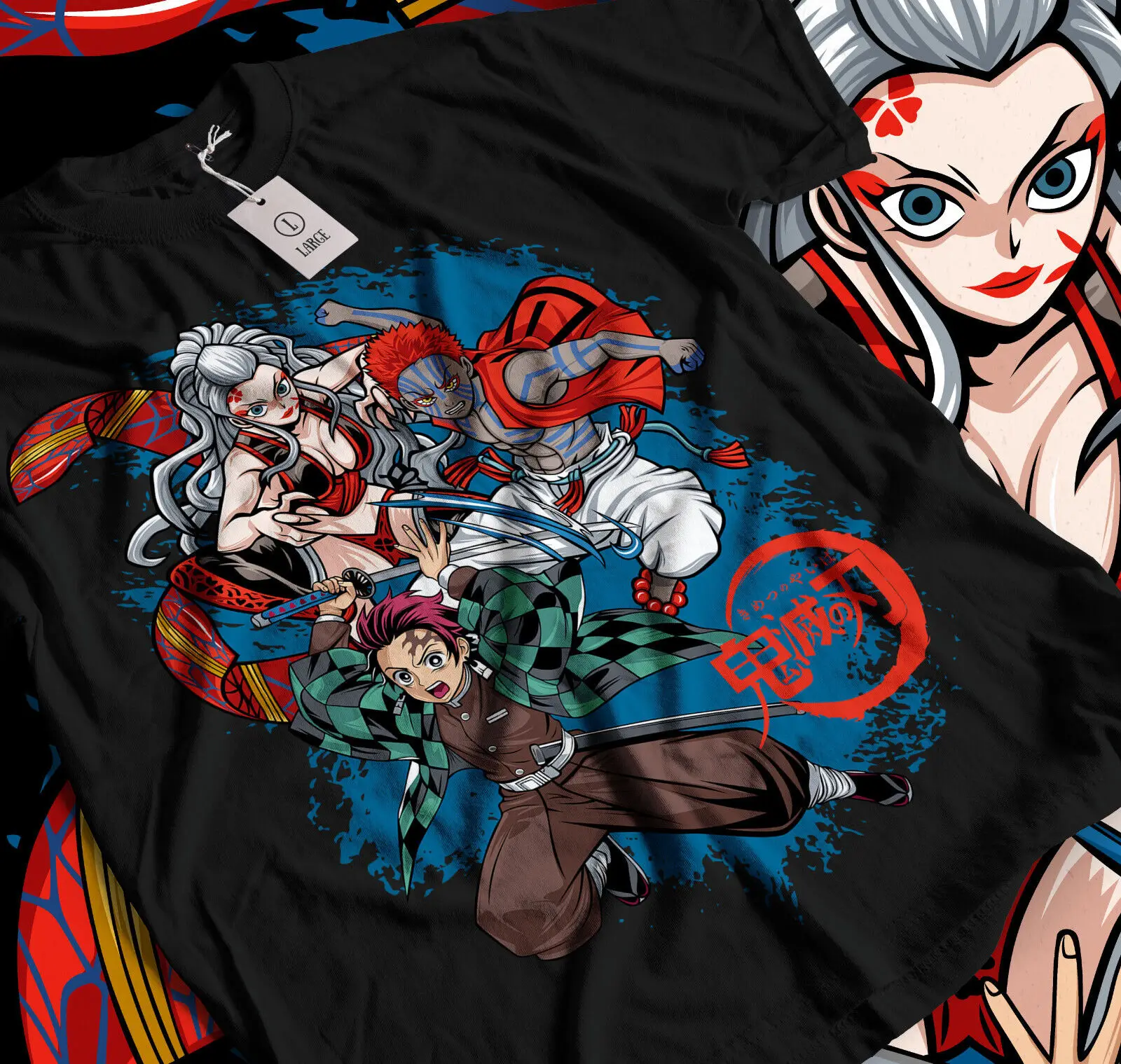 Футболка Танджиро Demon Slayer Kimetsu Akaza No Yaiba Anime best manga black 048