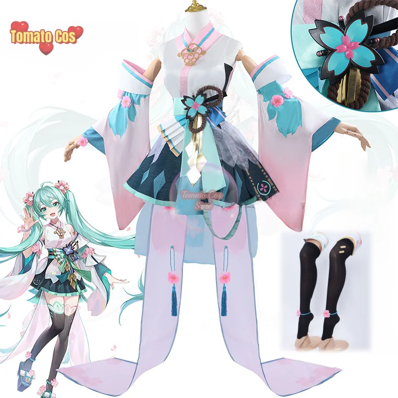 В наличии Miku Onmyoji по умолчанию неизменное женское платье кимоно юката полный