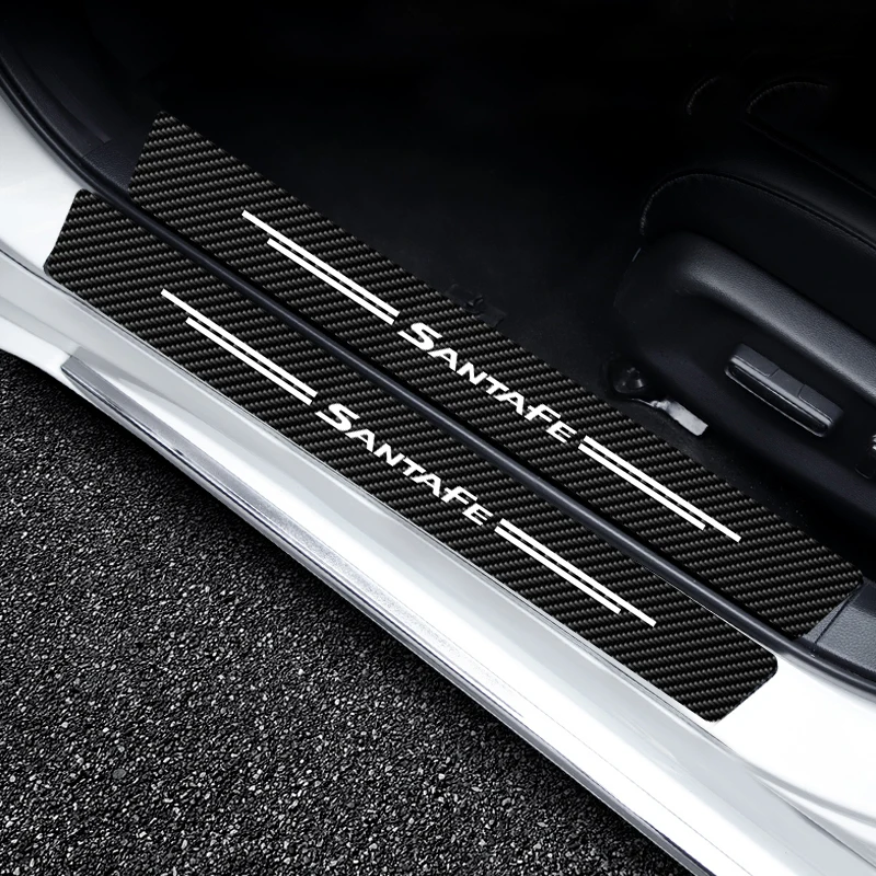 

Car Door Sill Threshold Mat Stickers Carbon Fiber Protection Waterproof Decals For Hyundai SANTAFE Auto Accessories Interior