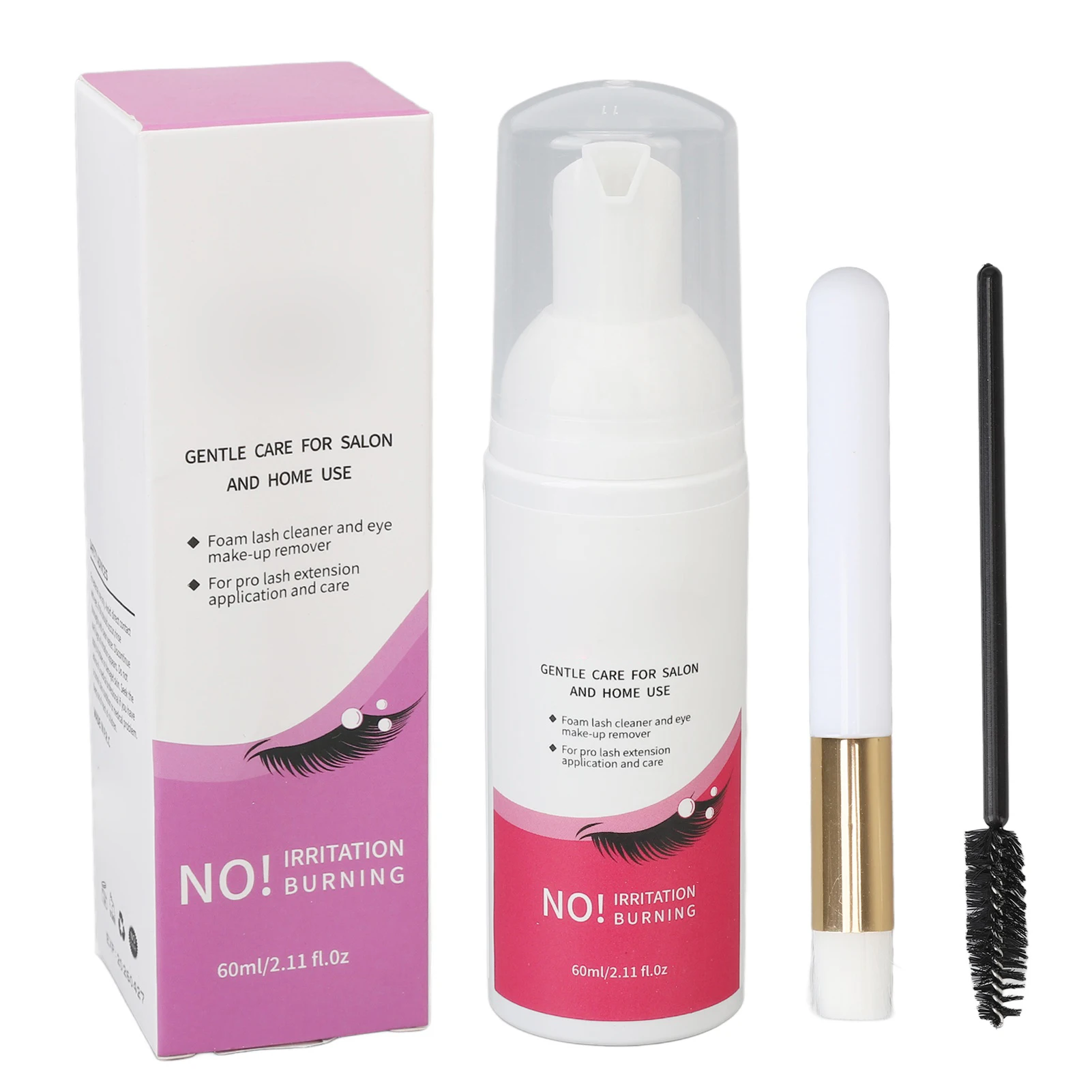 

Eyelash Shampoo Professional Grease Removal 60ml Eyelash Extension Cleanser Portable with Cleaning Brush for Women for Home