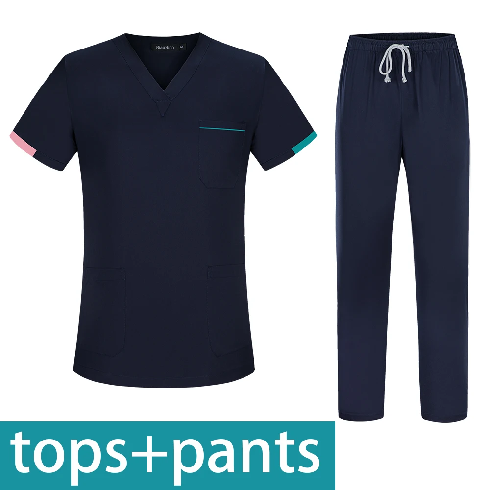 Мужской однотонный костюм с коротким рукавом для медсестер одежда униформа