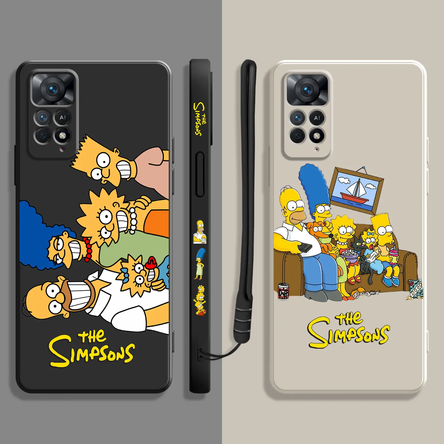 

The Simpsons Funny Homer Marge Bart Square Liquid Case For Xiaomi Redmi Note 11 11T 9 9S 8 10 Pro for Redmi 8 9T 9A 9C 10C K40