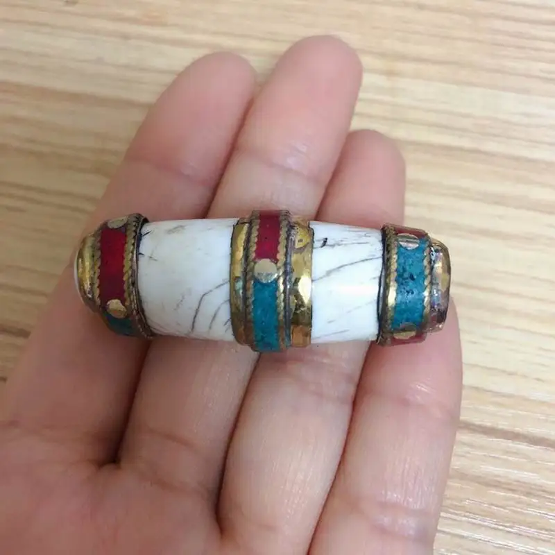 

BD196 Непальские бусины ручной работы, тибетские латунные раковины, большие овальные бусины для изготовления ювелирных изделий, 2 шт., бусины