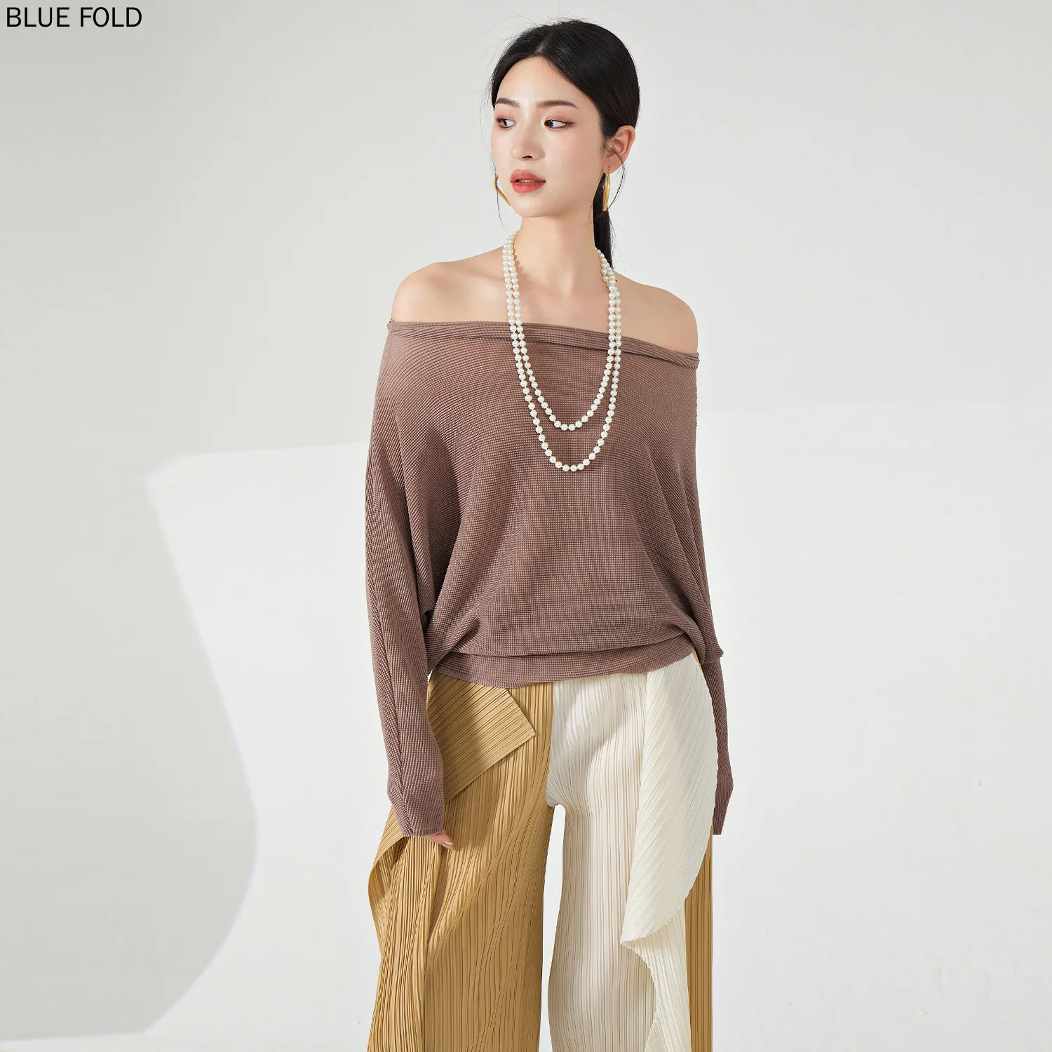 Складной Топ для женщин рукава летучая мышь свободный большой размер тонкий