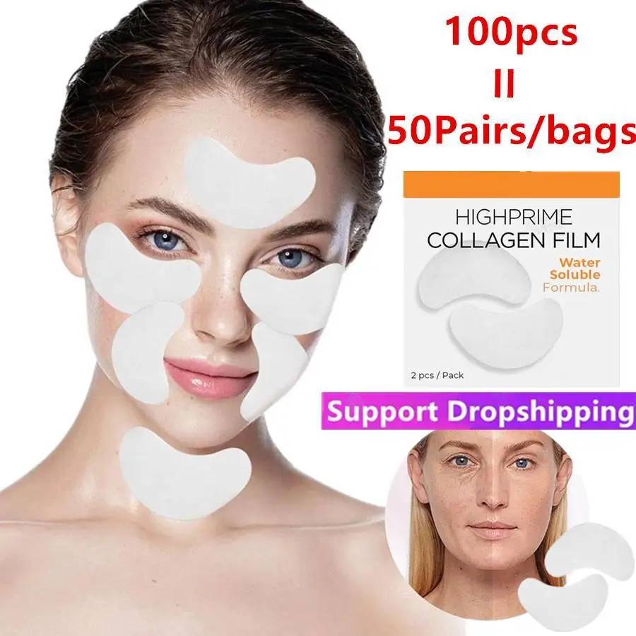 

50pairs Collagen Soluble Film Eye Patches Hyaluronic Acid Repair Eye Remove Dark Circles Moisturizing Firming Mask Eye Skin Care