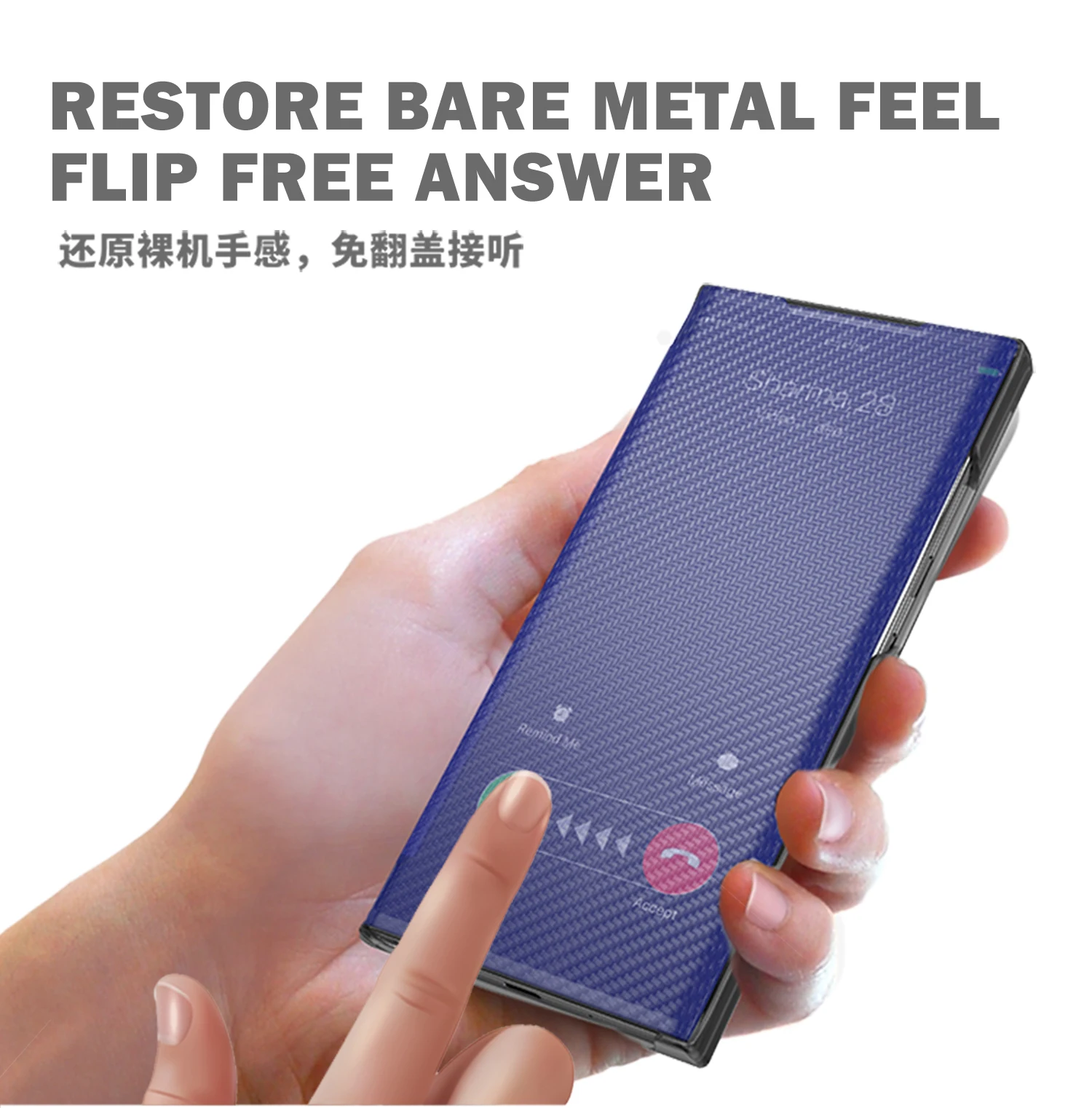 Smart Mirror Flip Case For Samsung Galaxy S22 S21 S20 FE S10 S9 S8 Plus Note 9 20 Ultra A51 A71 A12 Carbon Leather |