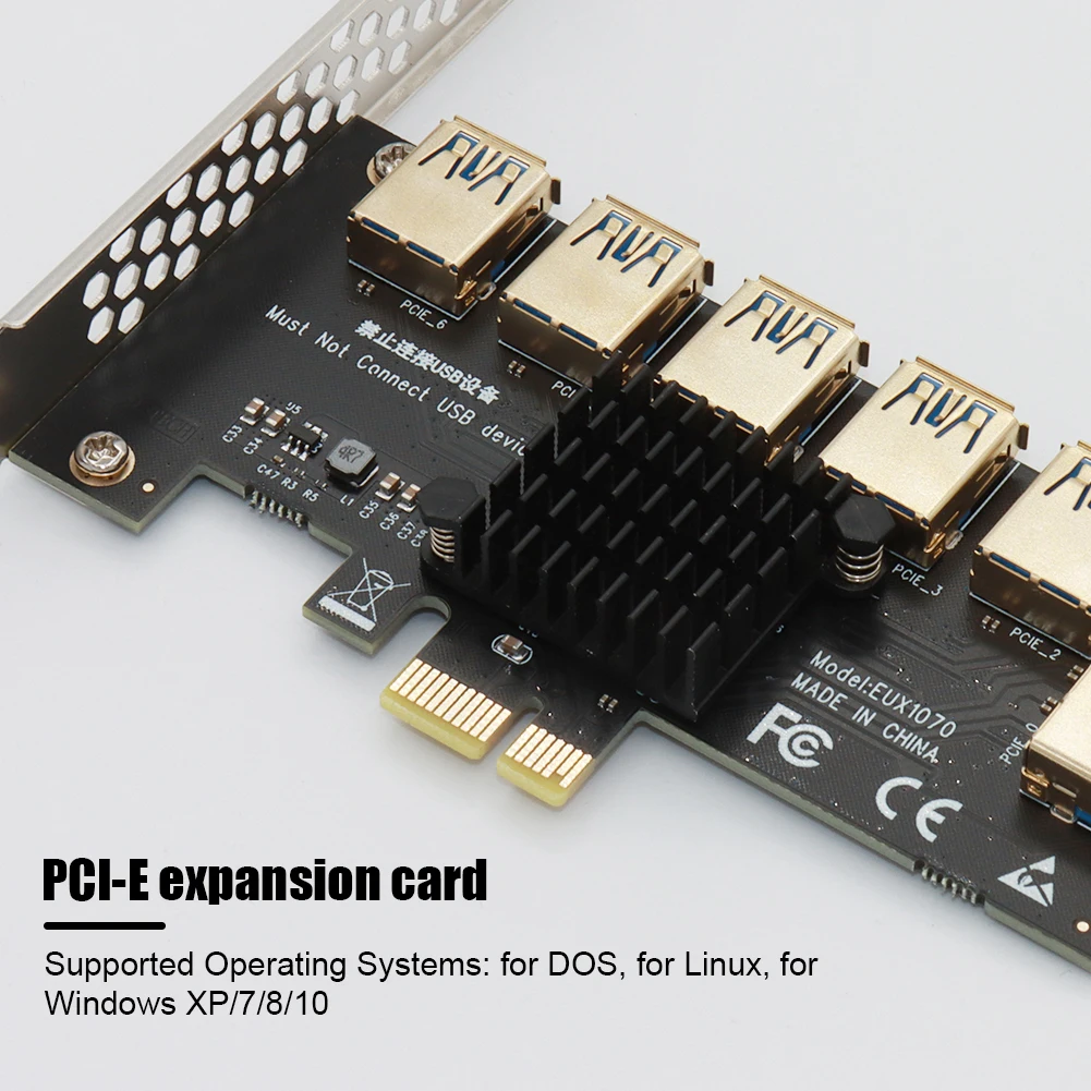 Фото Плата расширения PCI Express Райзер PCIE 1-7 PCI-E USB 3 0 концентратор 1X X16 адаптер для BTC ETH Плата расширения PCI Express Райзер PCIE 1-7 PCI-E USB 3 0 концентратор 1X X16 адаптер для BTC ETH