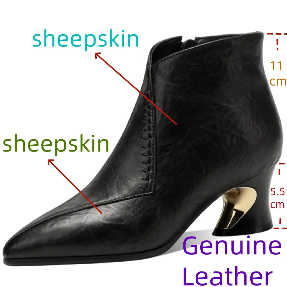 【EUNICE YUN】Брендовые ботинки ручной работы из натуральной кожи с острым носком на