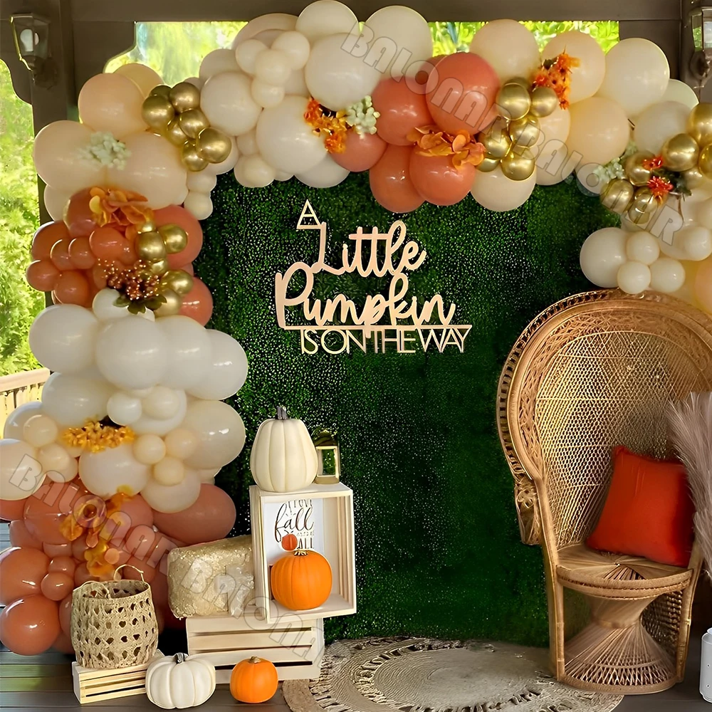 

147PCS Little Cutie Fall Orange Balloon Garland Arch Kit for Baby Shower Birthday Decorations Autumn Thanksgiving Party Supplies