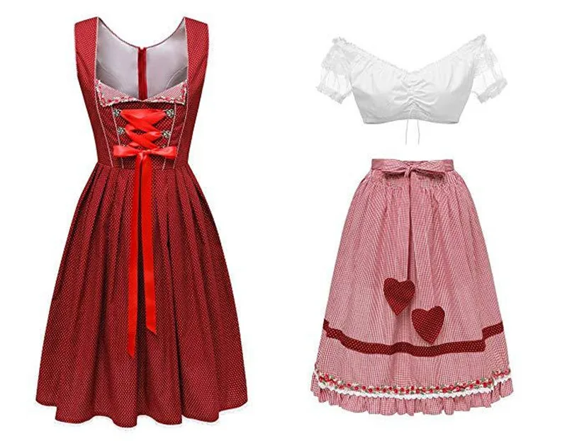 Women's Bavarian Oktoberfest Costumes Traditional German Dirndl Dress Three Pieces Suit Halloween Cosplay Fancy Party |