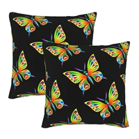 black bottom yellow butterfly style winter double sided plush hidden zipper square pillow bed sofa office car 20x20 inch