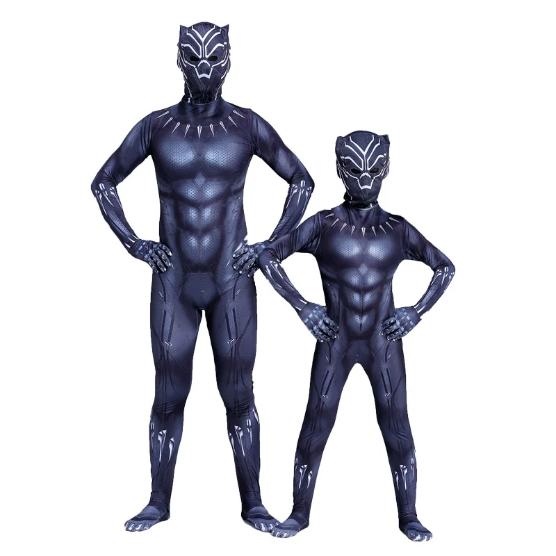 

2022 New Halloween Fancy Dress Costume Children's Suit Black Adult Party Superhero Panther Cosplay Boy Girl Christmas Gift