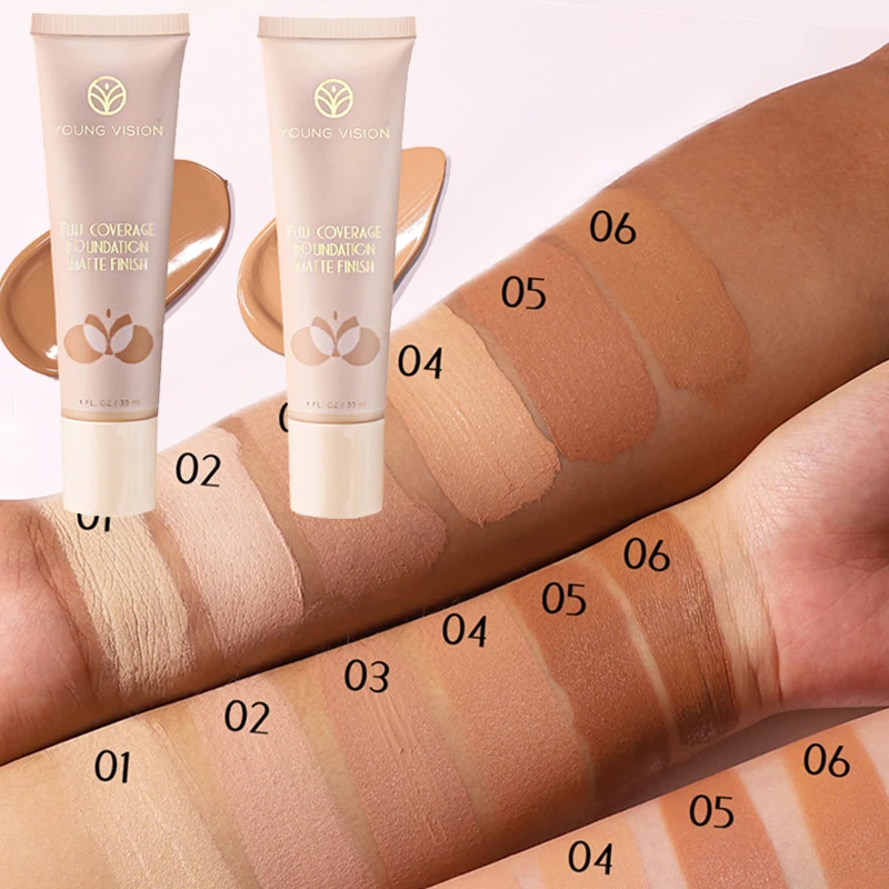 

6 Colors Liquid Foundation BB CC Cream Matte Base Primer Full Coverage Moisturizing Concealer Contour Face Make Up Cosmetics