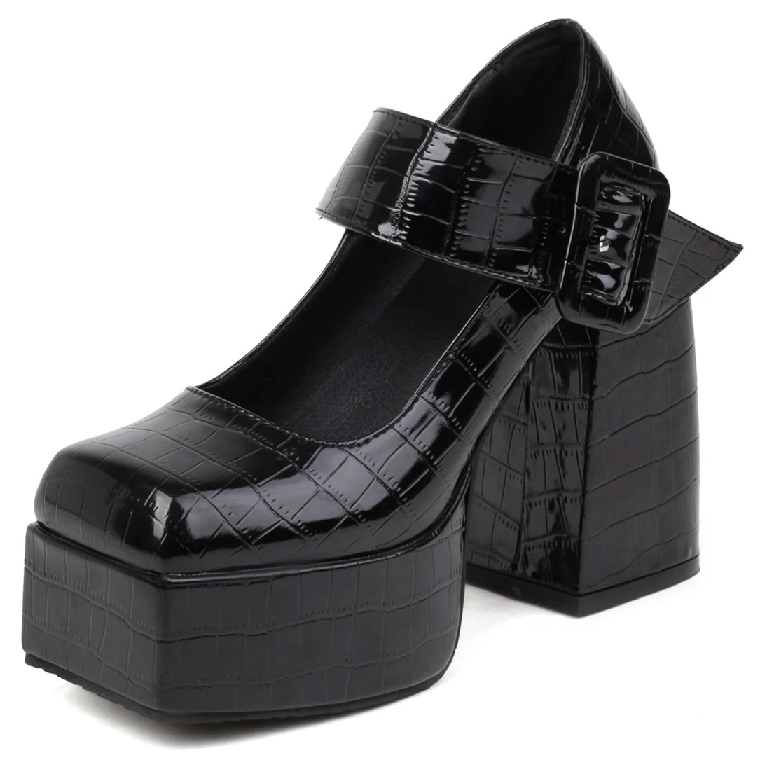 

2022 New Fashion Spring Summer Women Pumps Shoe Sexy High Heel Thick Platform Evening Dress Party Retro Mary Janes Shoe 5-CHC-23