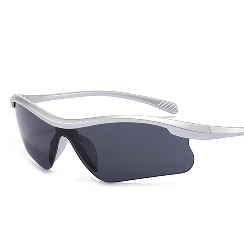 Солнцезащитные очки унисекс зеркальные в половинной оправе стиле панк